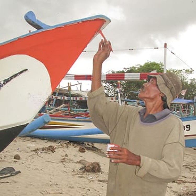 Chase | Bali -  I 2219 Painting his fishing boat