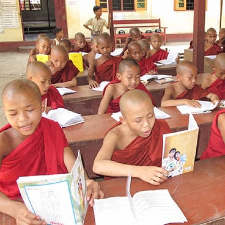 Chase | Burma - A 1893 Reciting lessons at a Buddhist orphanage Yangon