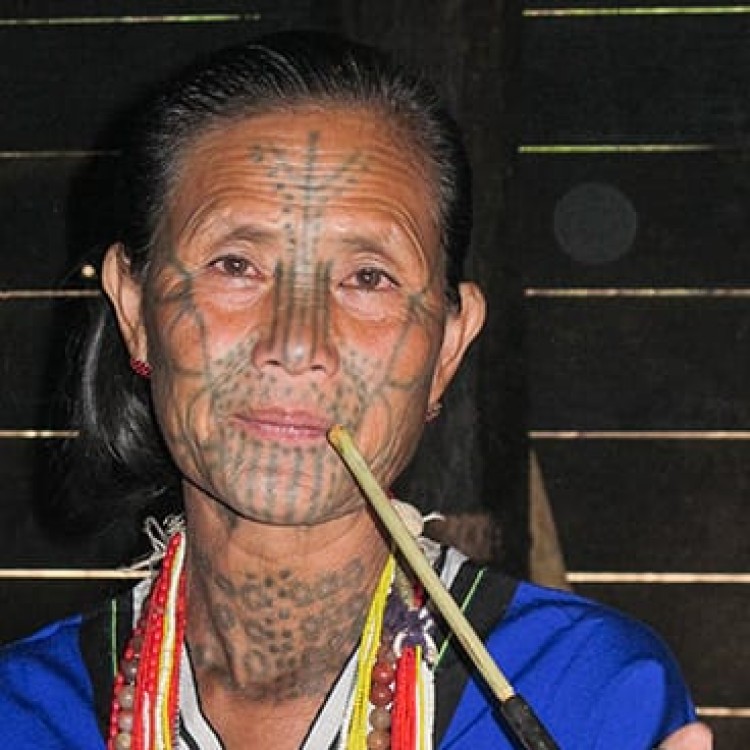 Chase | Burma - E 6434 Chin woman, tattooed living in Aye village